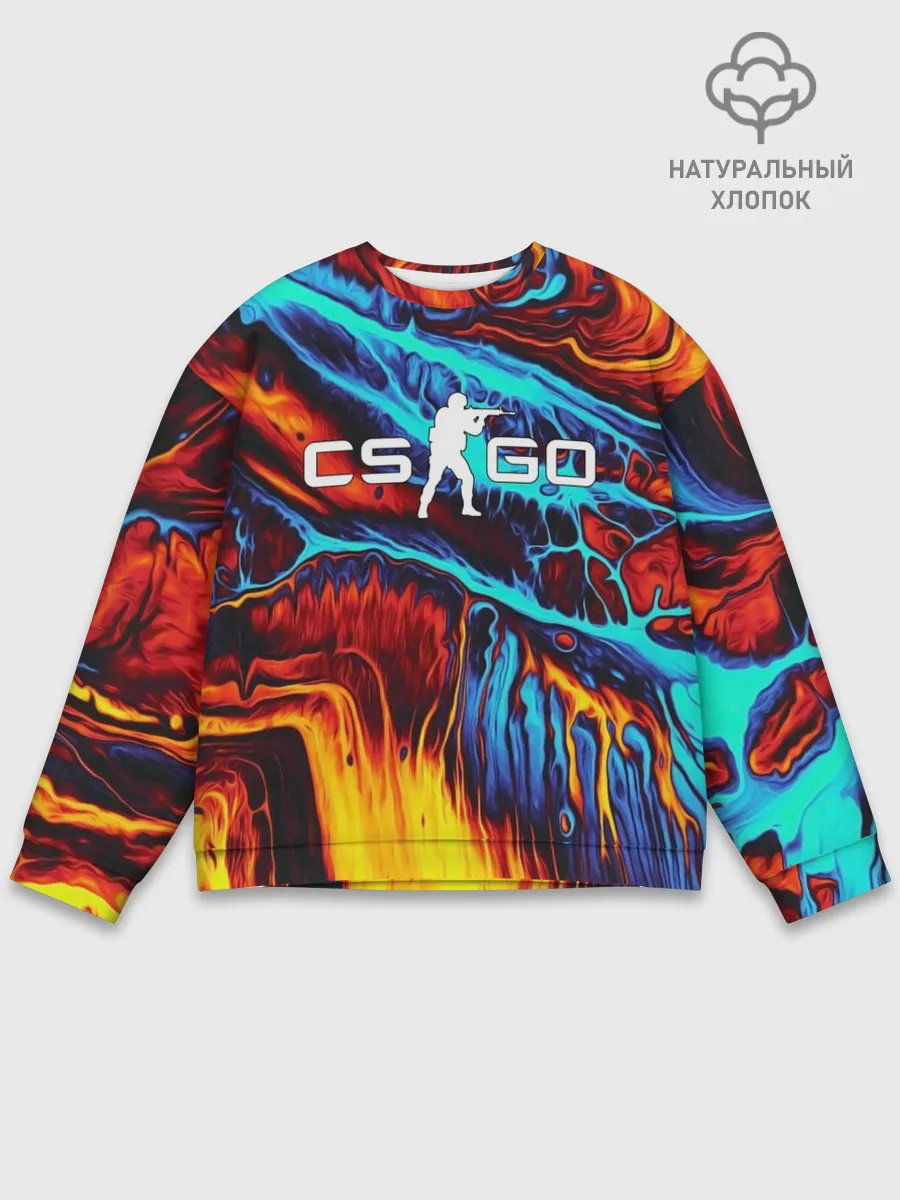 Мужской свитшот базовый / CS GO STRIPES FLAME | КС ГО ПЛАМЯ