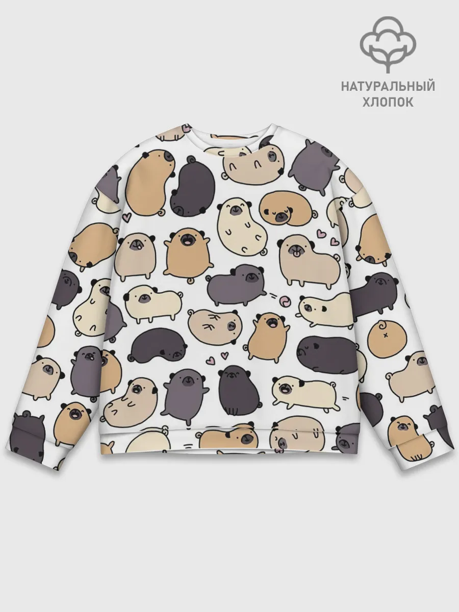 Мужской свитшот базовый / Милые мопсы