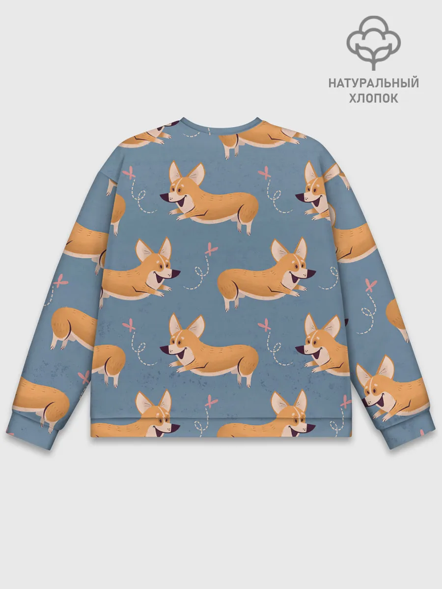 Мужской свитшот базовый / Корги с бабочкой