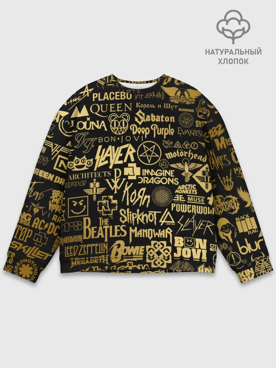Мужской свитшот базовый / ЛОГОТИПЫ РОК ГРУПП GOLD