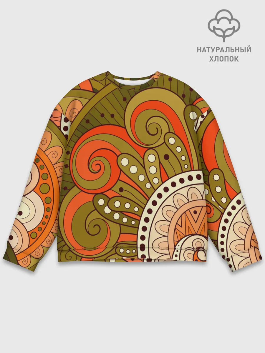 Мужской свитшот базовый / Детский оранжево-болотный