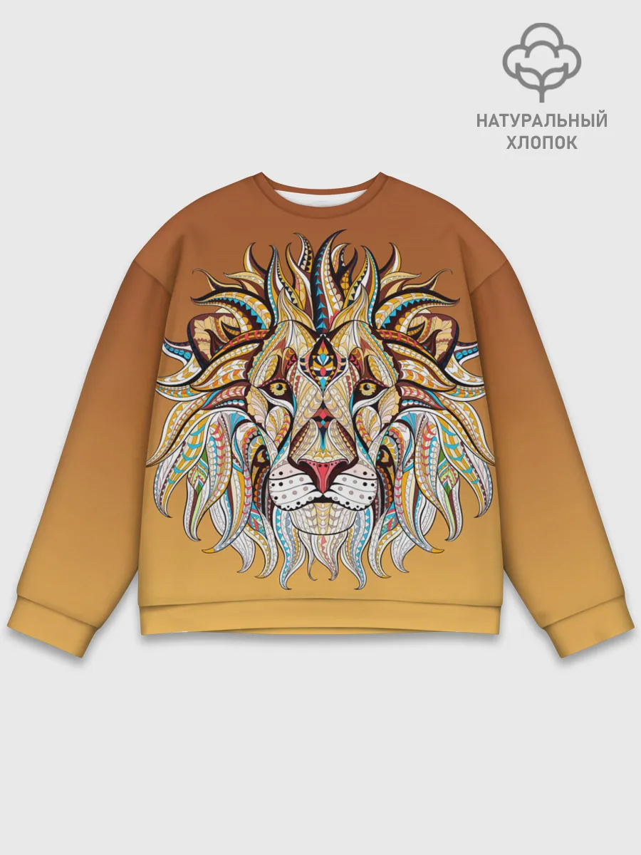 Мужской свитшот базовый / Стилизованный арт ЛЕВ морда