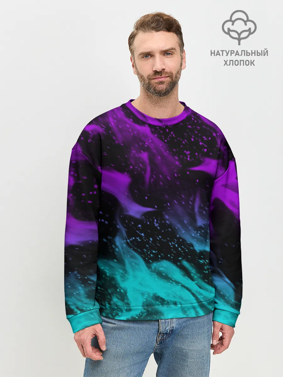 Мужской свитшот базовый / НЕОНОВЫЙ ОГОНЬ