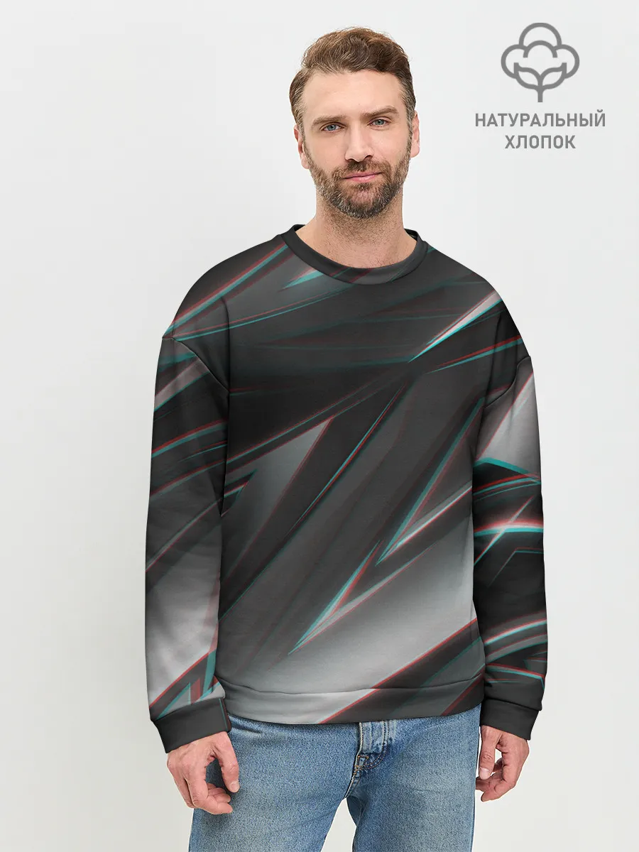 Мужской свитшот базовый / GEOMETRY STRIPES GLITCH