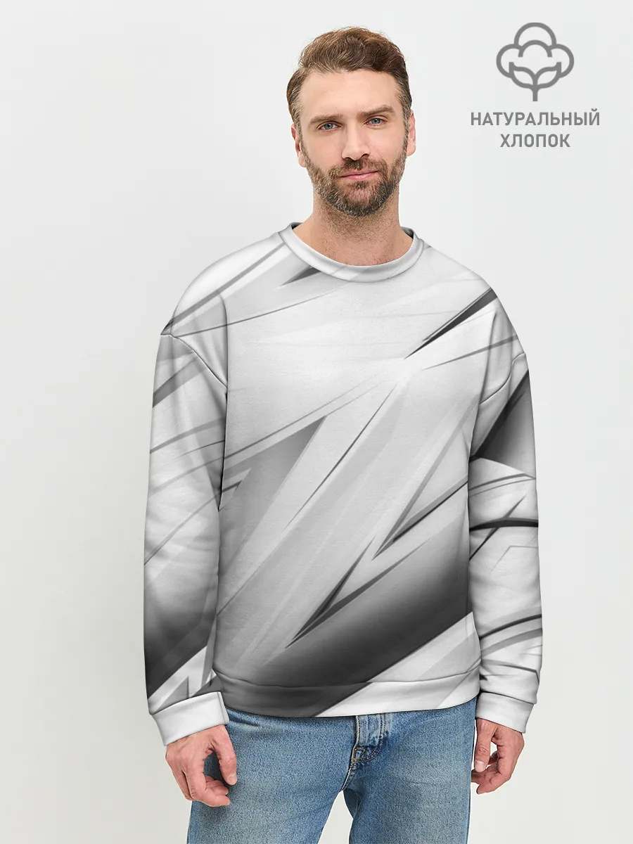 Мужской свитшот базовый / GEOMETRY STRIPES WHITE