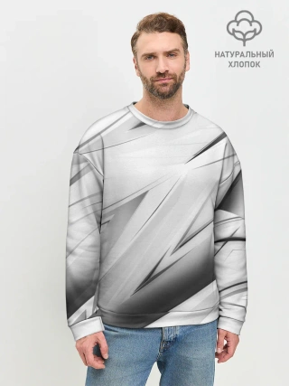 Мужской свитшот базовый / GEOMETRY STRIPES WHITE