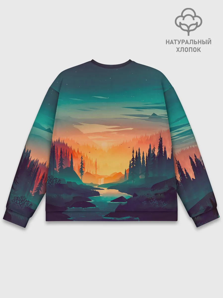 Мужской свитшот базовый / Закат Лес