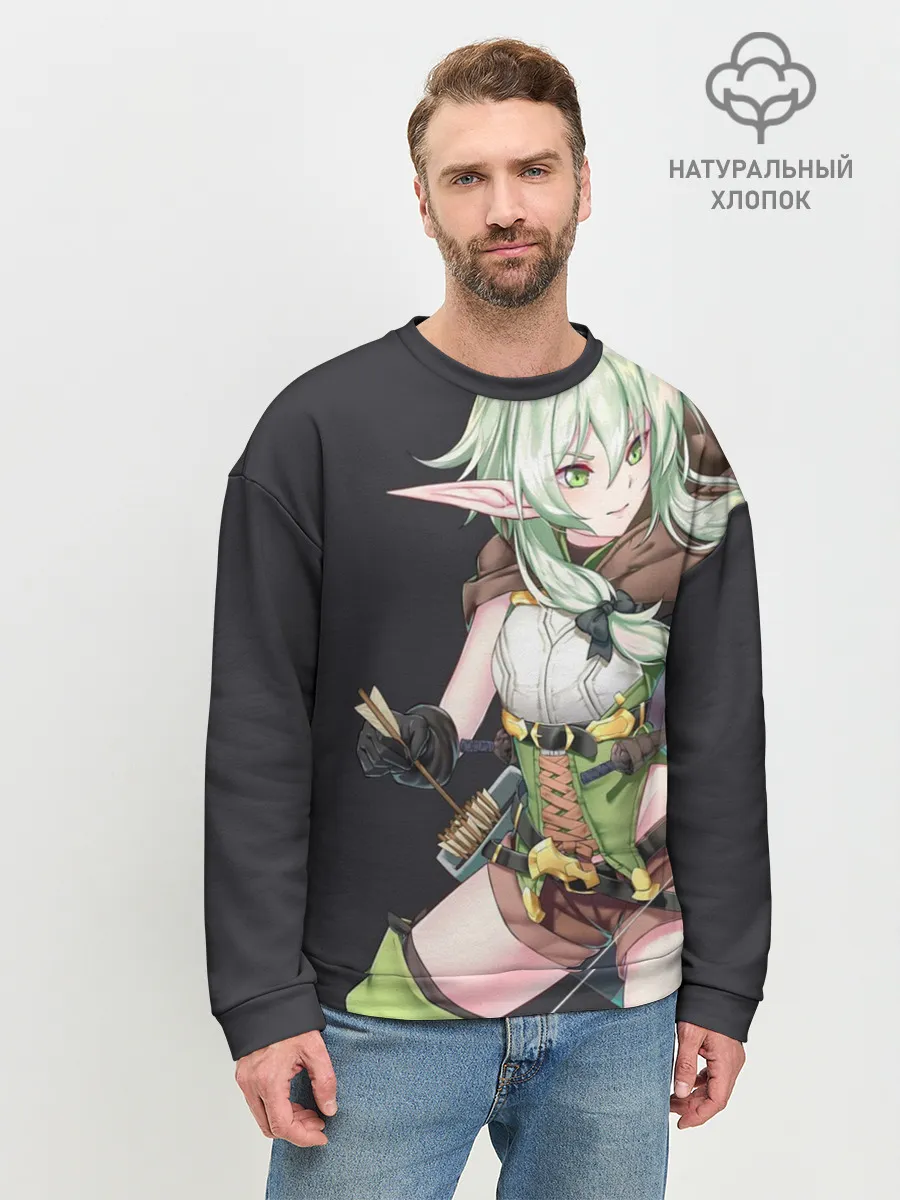 Мужской свитшот базовый / Высшая эльфийка-лучница