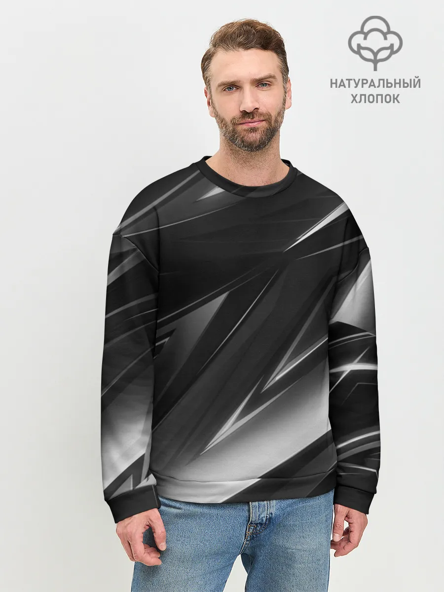 Мужской свитшот базовый / GEOMETRY STRIPES BLACK & WHITE