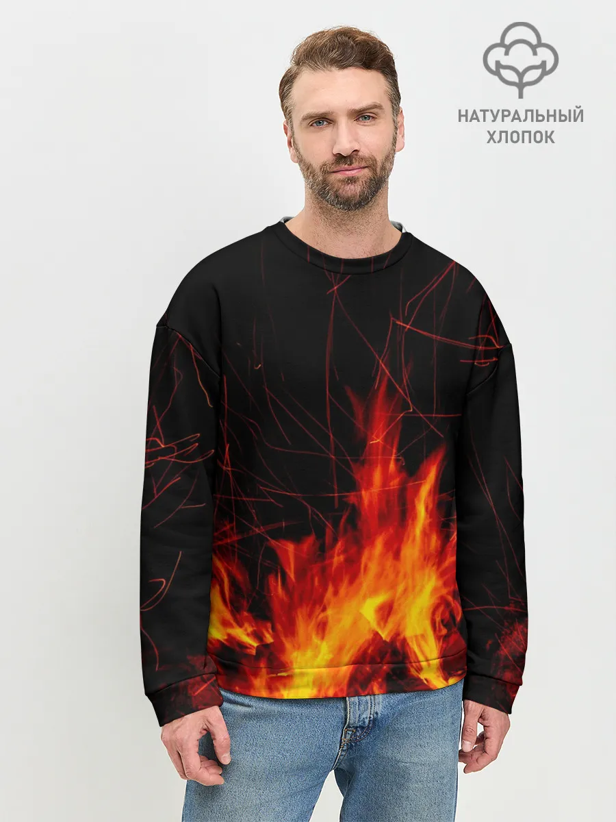 Мужской свитшот базовый / Ночной костер в лесу