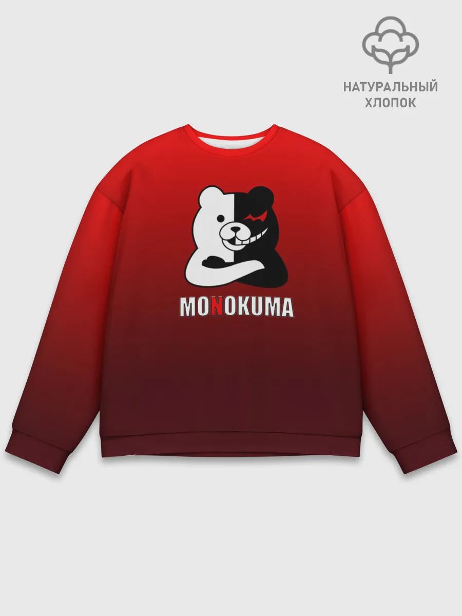 Мужской свитшот базовый / monokuma на красном градиенте