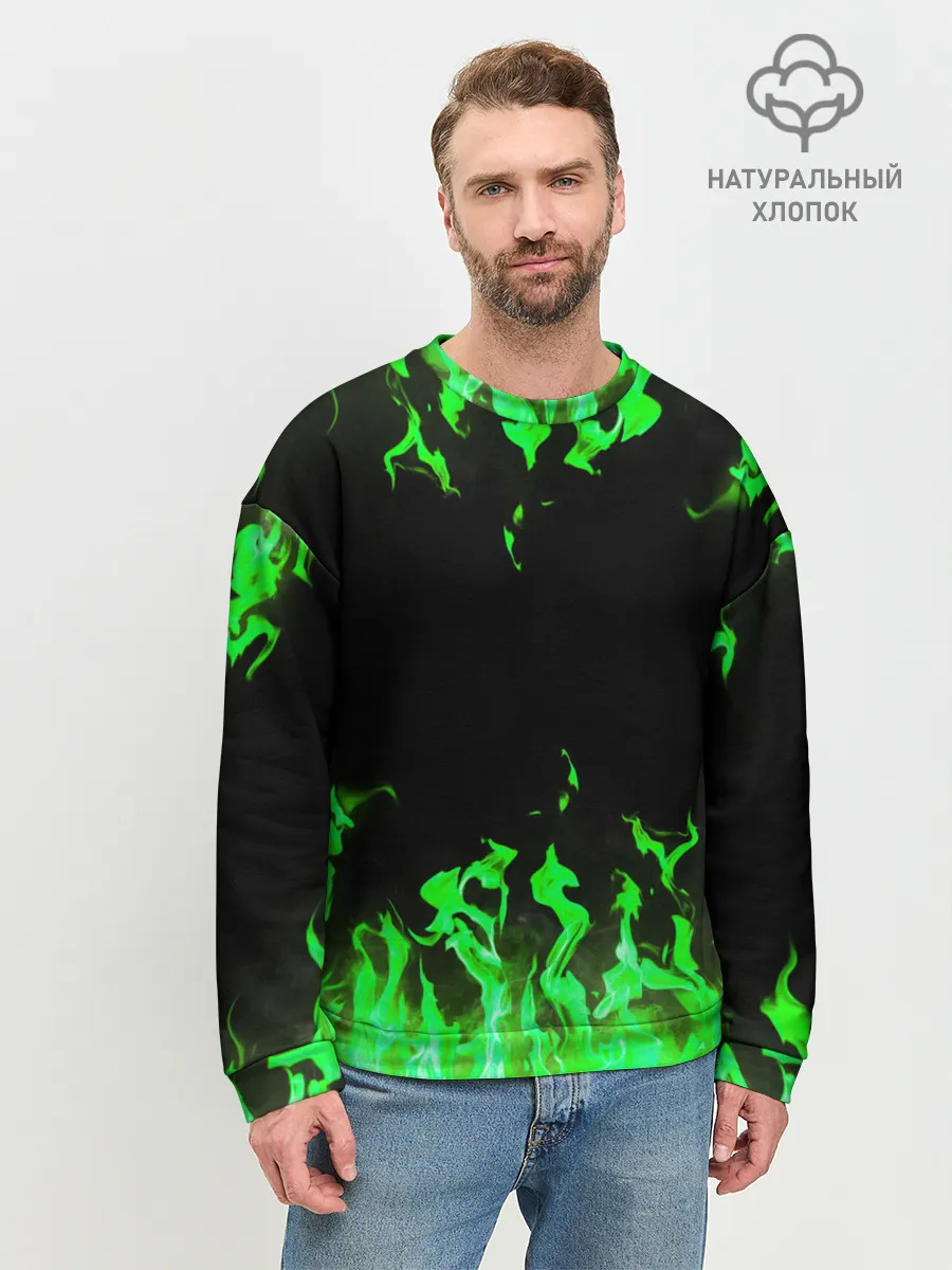 Мужской свитшот базовый / GREEN FIRE | ОГОНЬ