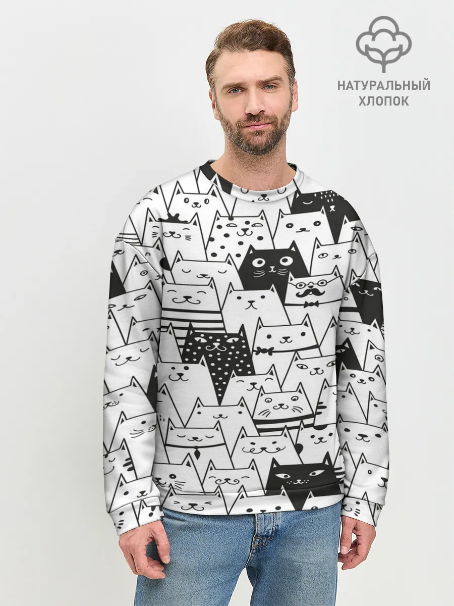 Мужской свитшот базовый / КОТЫ WHITE