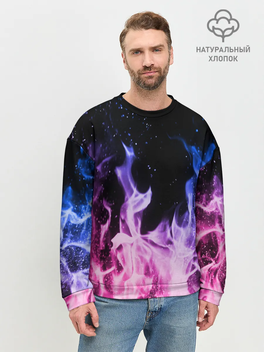 Мужской свитшот базовый / НЕОНОВЫЙ ОГОНЬ