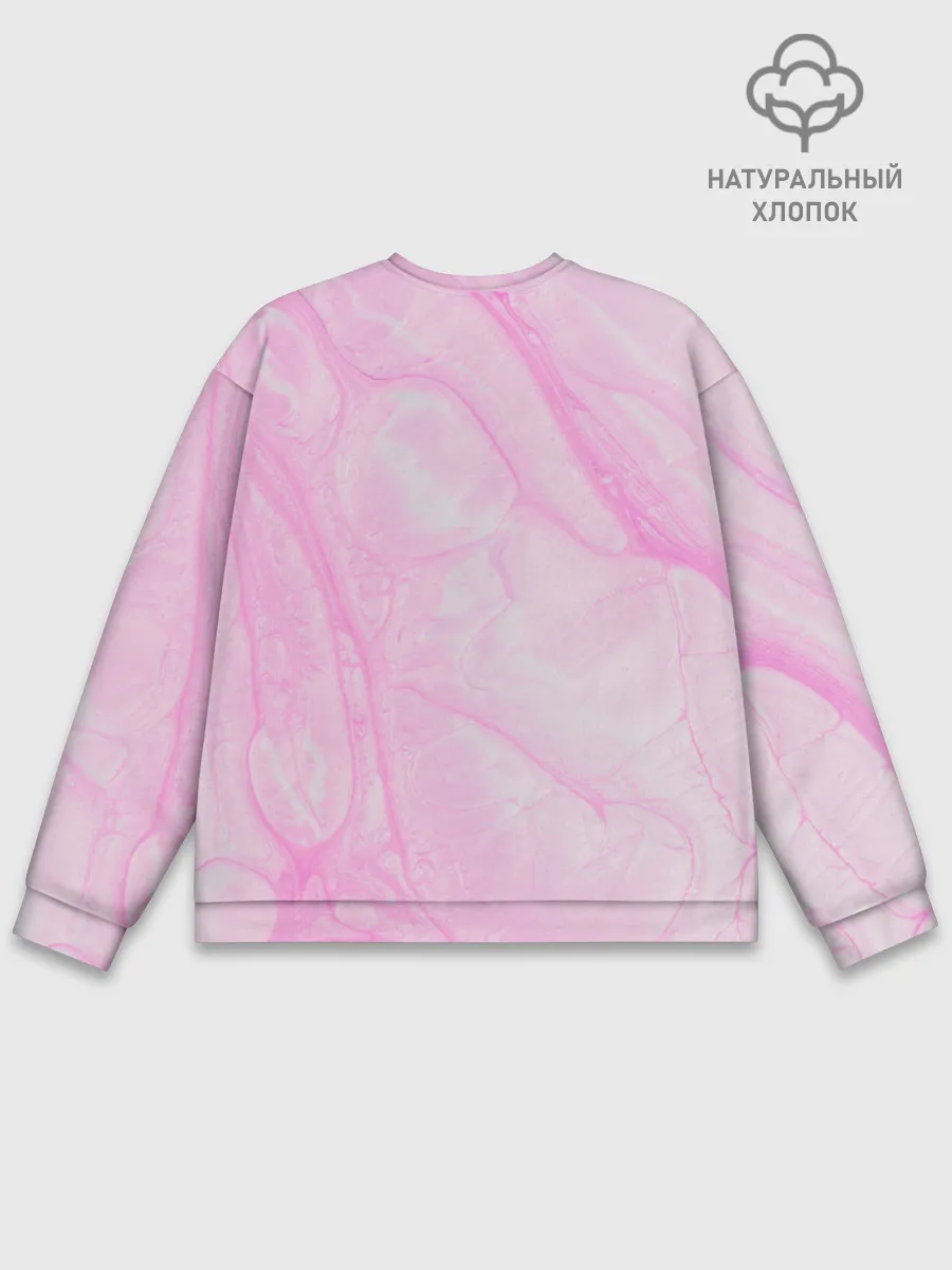Мужской свитшот базовый / розовые разводы краска зефир