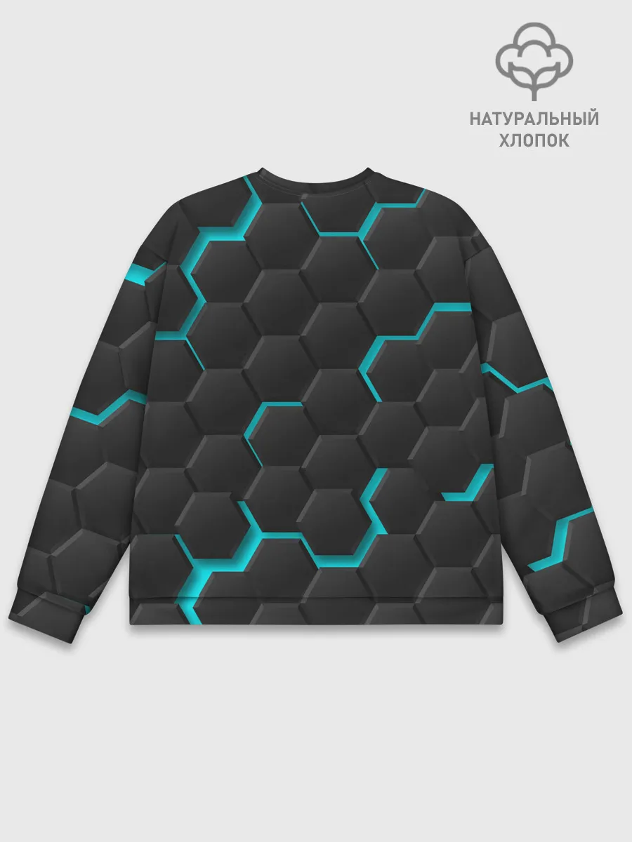 Мужской свитшот базовый / Хвост Феи голубые соты