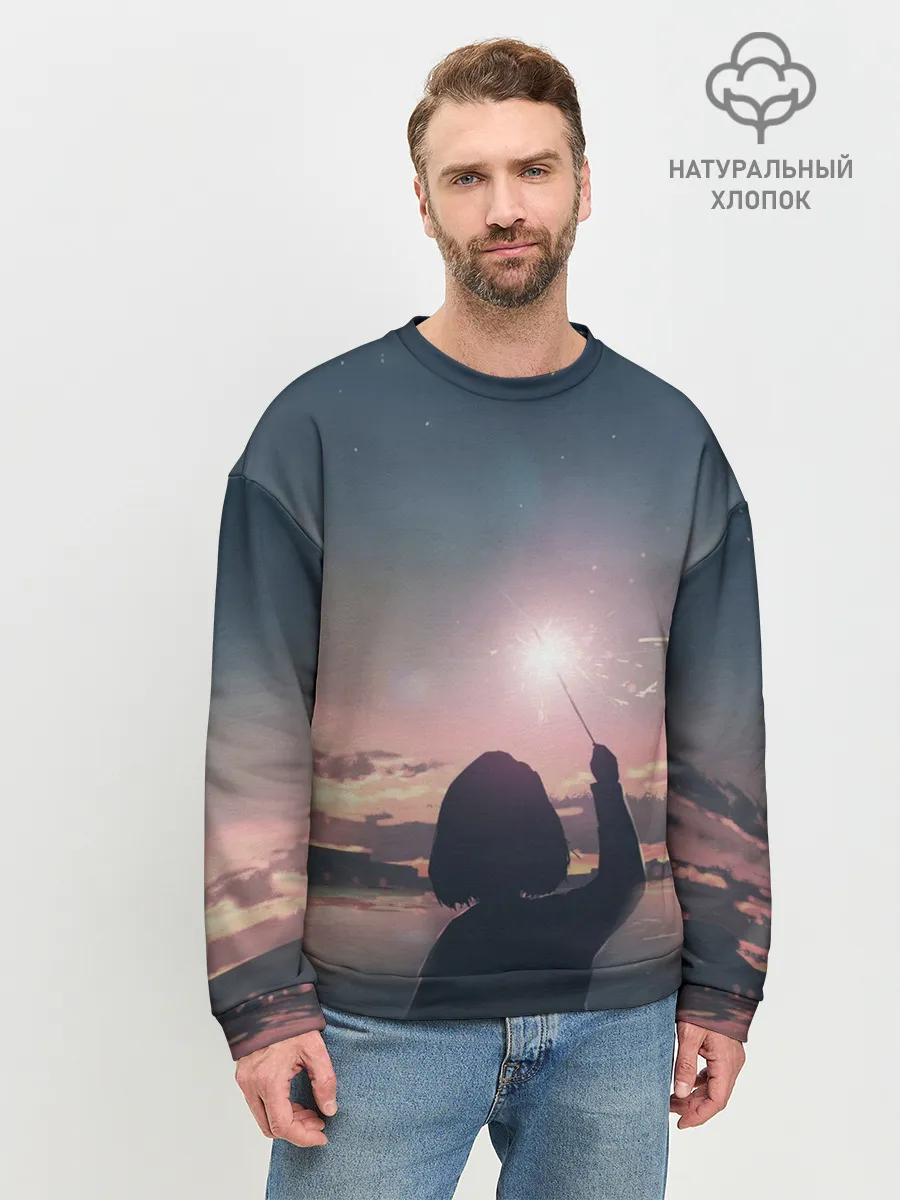 Мужской свитшот базовый / девушка свечение волшебство