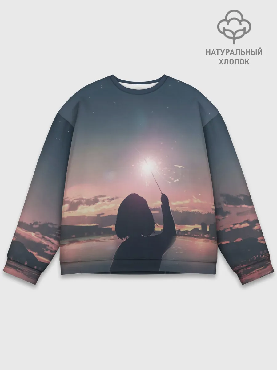 Мужской свитшот базовый / девушка свечение волшебство