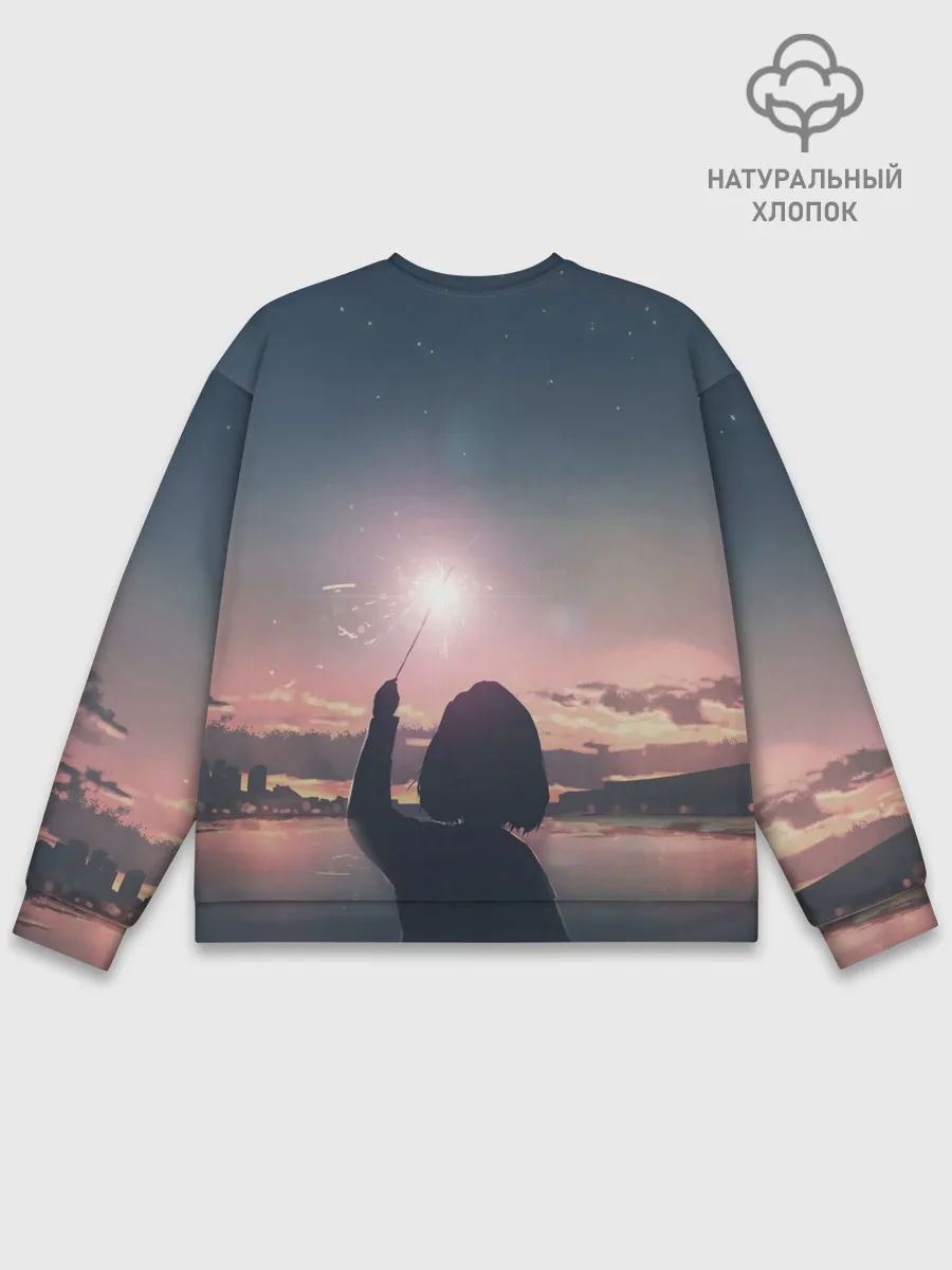 Мужской свитшот базовый / девушка свечение волшебство