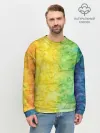 Мужской свитшот базовый / разноцветный акварель градиент