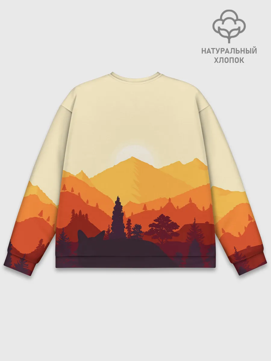Мужской свитшот базовый / Горы закат пейзаж лиса арт