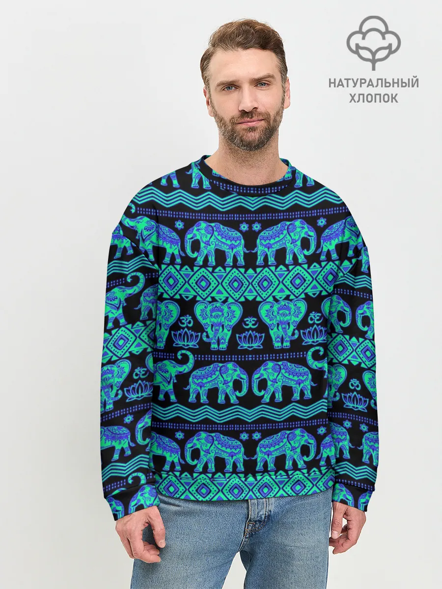Мужской свитшот базовый / Слоны | Узоры