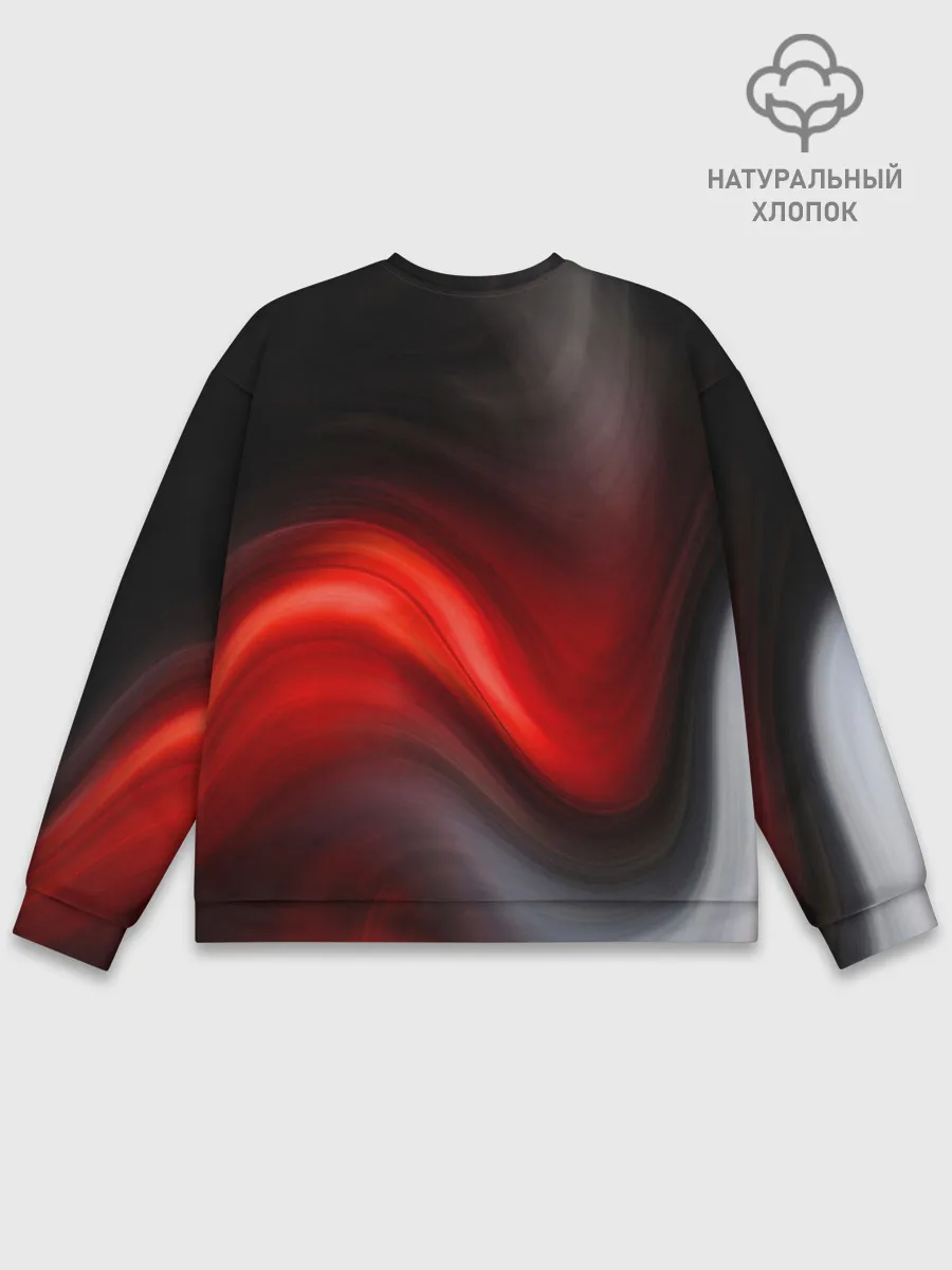 Мужской свитшот базовый / BLACK RED WAVES | АБСТРАКЦИЯ