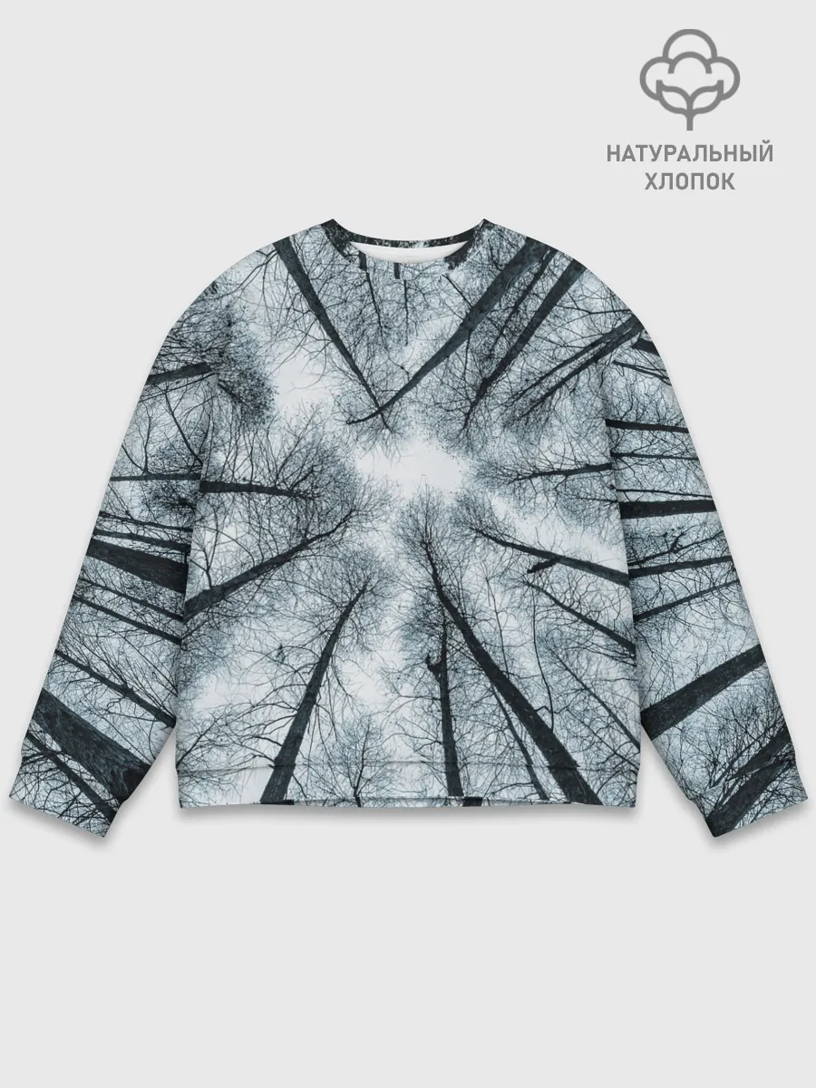 Мужской свитшот базовый / Деревья вид снизу мрачный