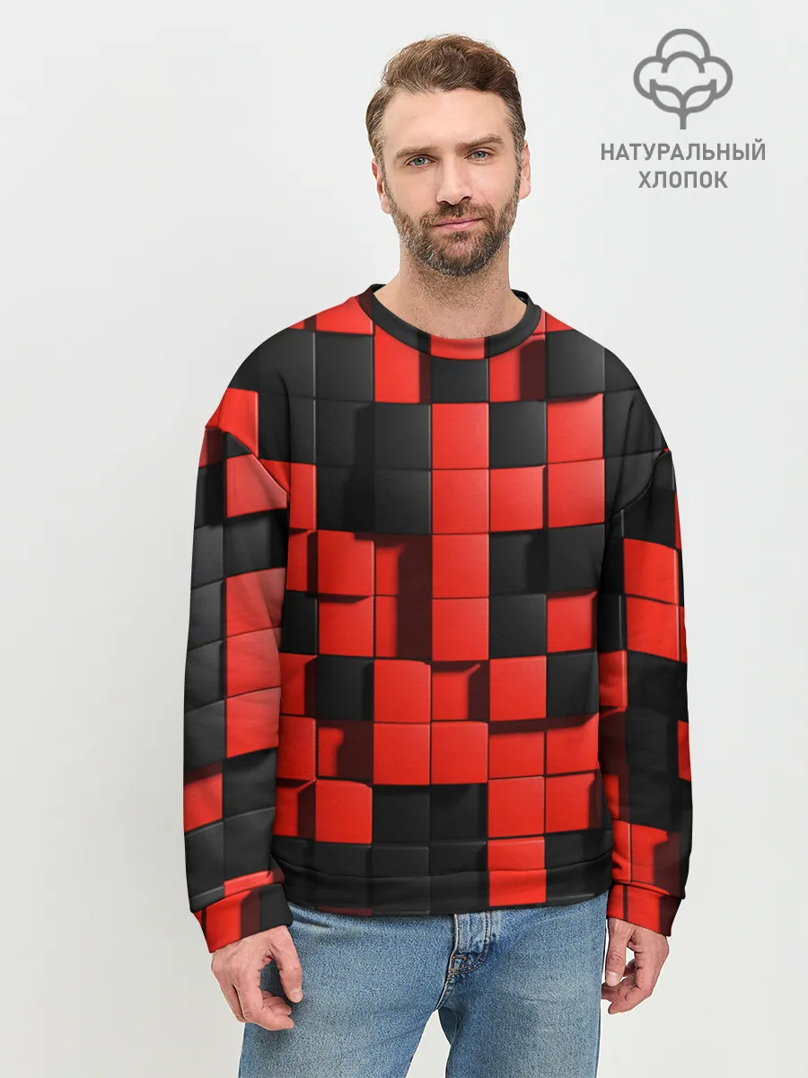 Мужской свитшот базовый / КУБИКИ 3D