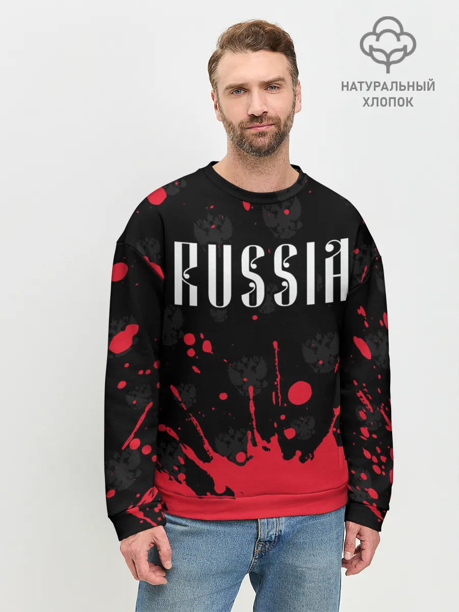 Мужской свитшот базовый / RUSSIA / РОССИЯ