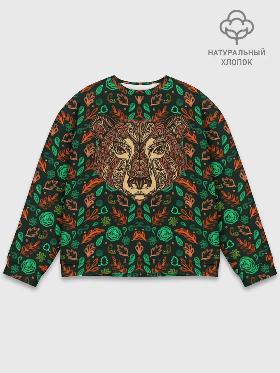 Мужской свитшот базовый / Лесной Орнамент | Медведь