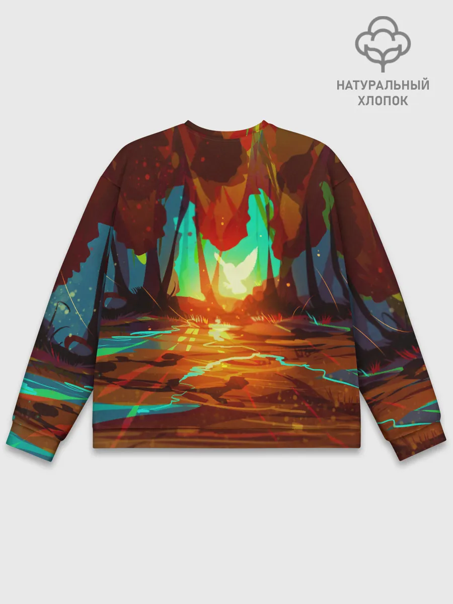 Мужской свитшот базовый / Птица света в волшебном лесу