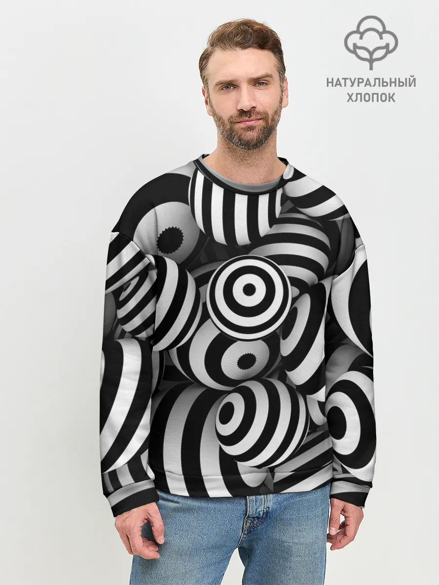 Мужской свитшот базовый / Полосатые 3D круги