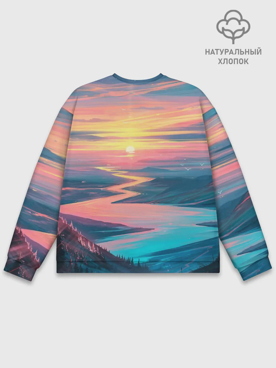 Мужской свитшот базовый / Извилистая река закат природа