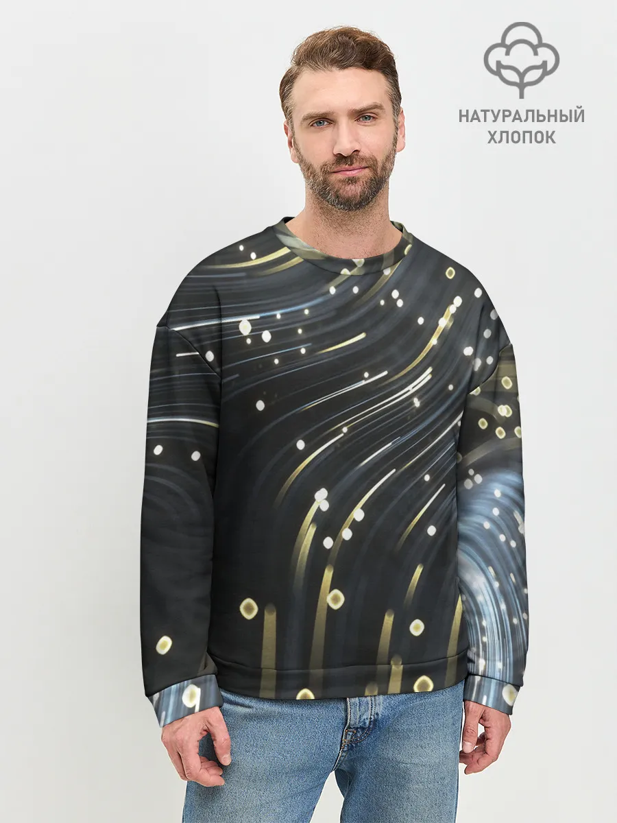 Мужской свитшот базовый / Абстракция искры полосы боке