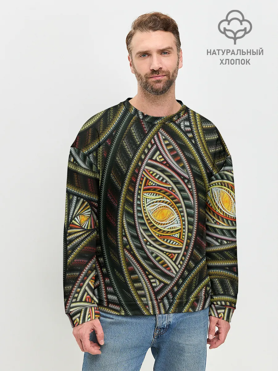 Мужской свитшот базовый / Абстракция глаз узор линии