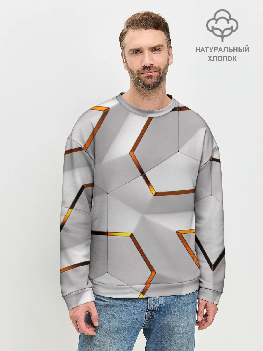 Мужской свитшот базовый / 3D абстракция Iron