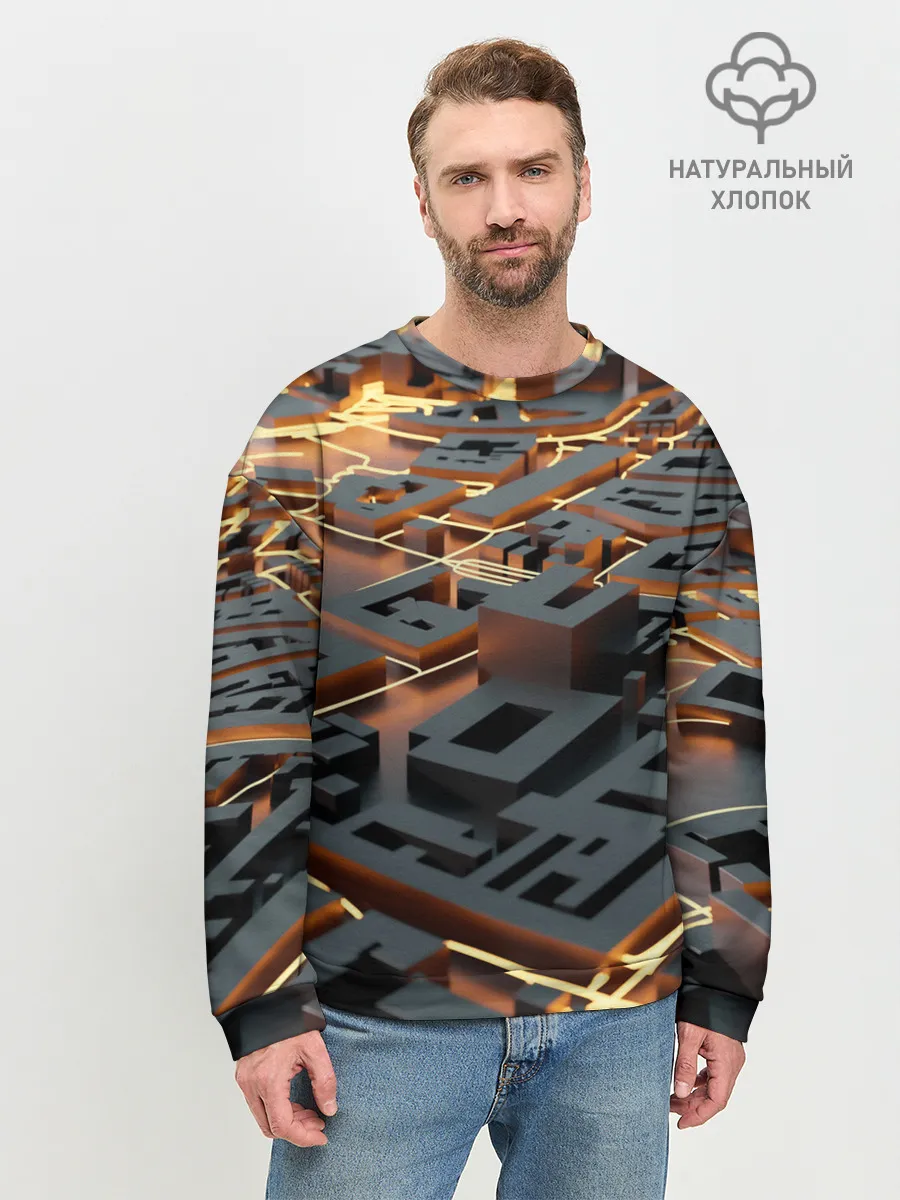 Мужской свитшот базовый / 3D абстрактная схема
