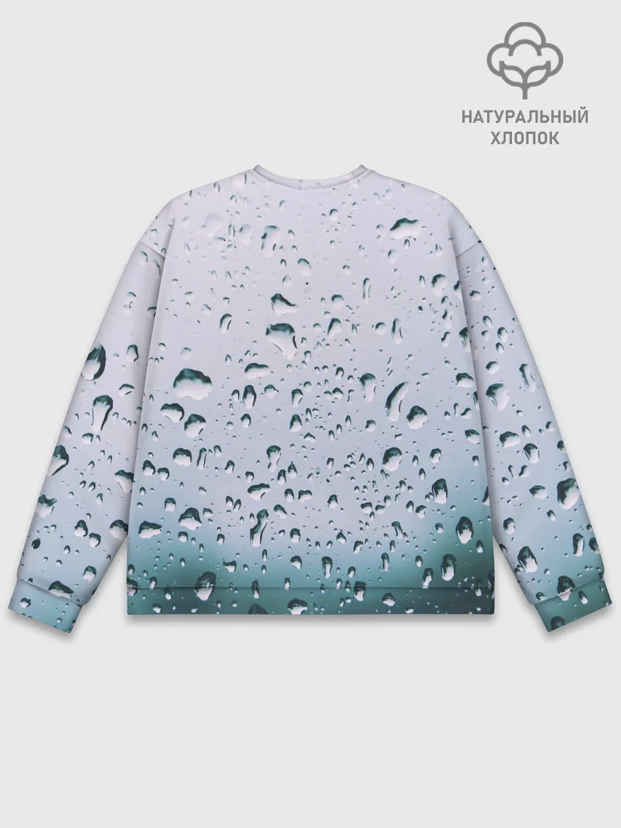 Мужской свитшот базовый / Капли окно стекло дождь серо