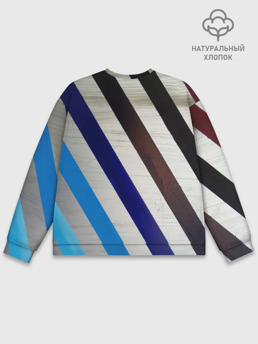 Мужской свитшот базовый / Косые линии полосы крупные