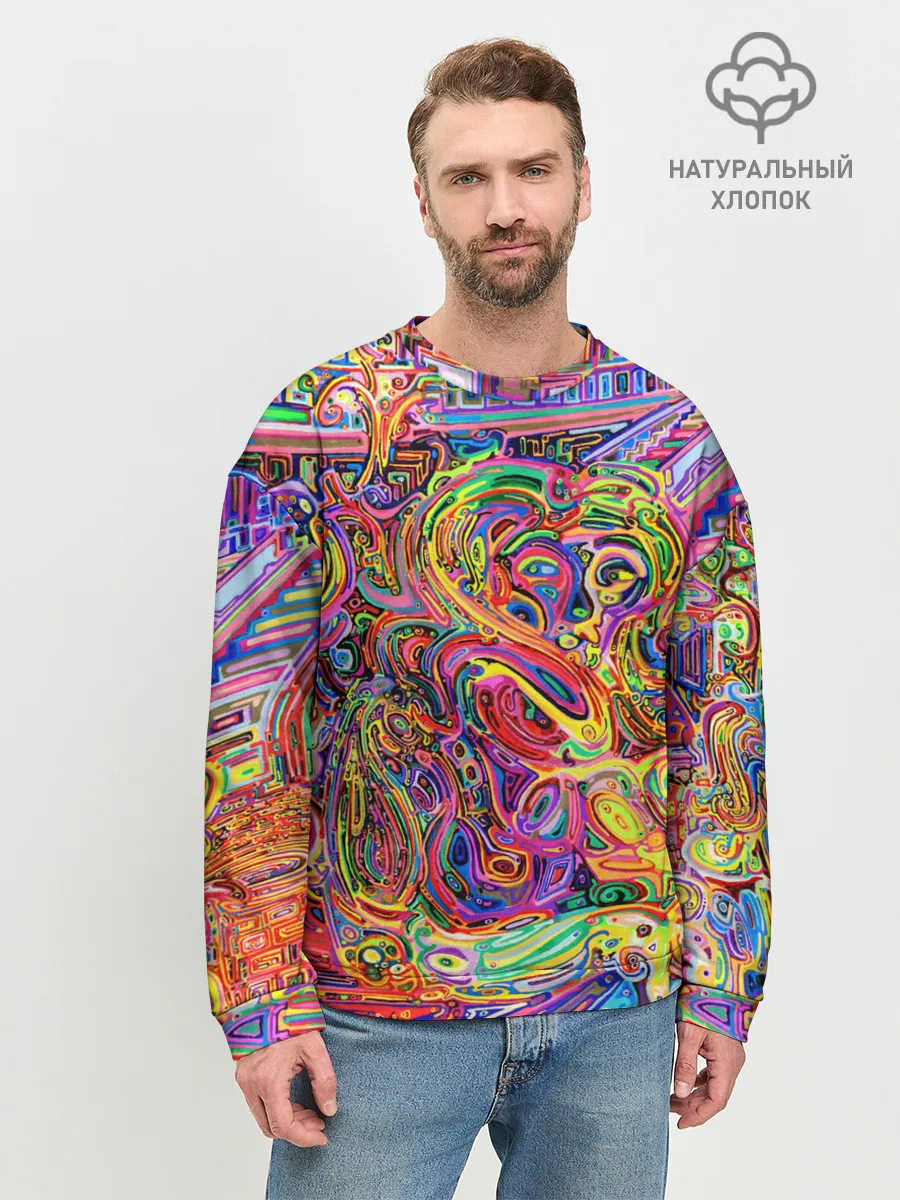 Мужской свитшот базовый / НЕОНОВЫЕ ЛИНИИ / АБСТРАКЦИЯ