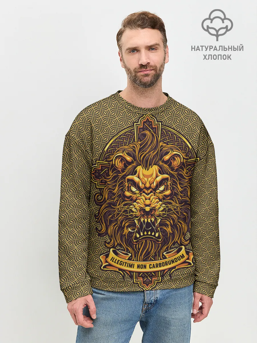 Мужской свитшот базовый / Золотой лев на кресте