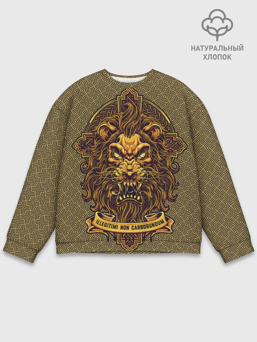 Мужской свитшот базовый / Золотой лев на кресте