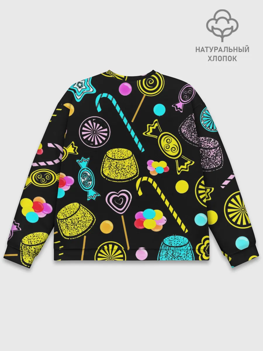 Мужской свитшот базовый / Винсмок Санджи. Фон со сладостями