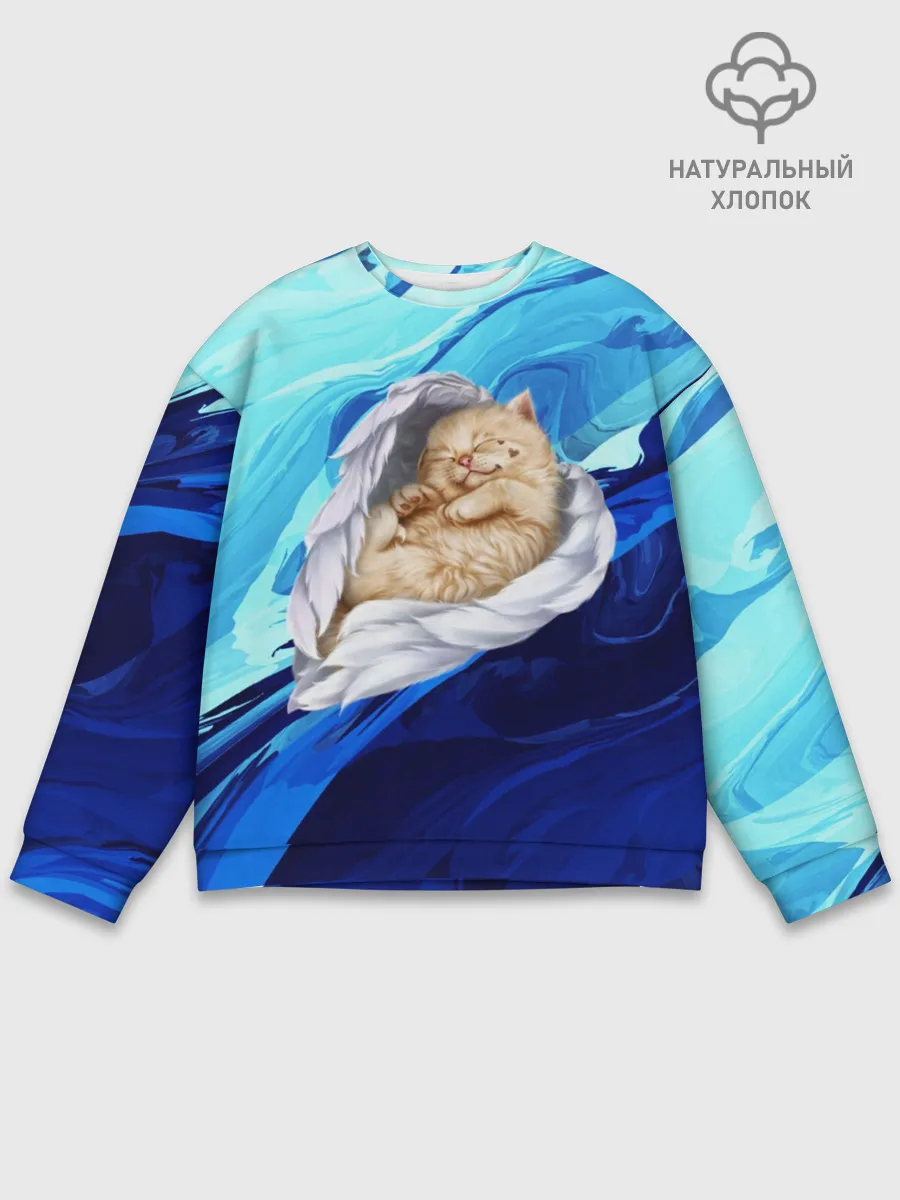 Мужской свитшот базовый / Котик Ангелочек