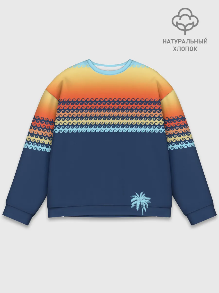 Мужской свитшот базовый / Летние волны и пальма