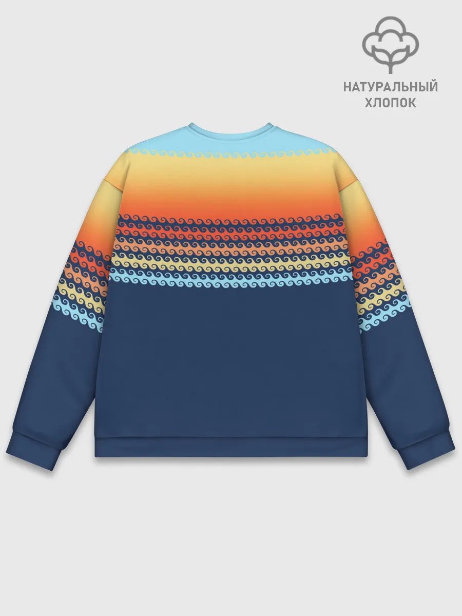 Мужской свитшот базовый / Летние волны и пальма