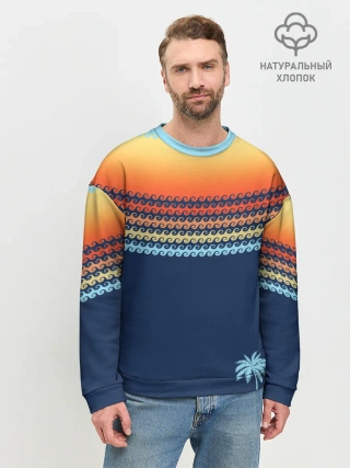 Мужской свитшот базовый / Летние волны и пальма