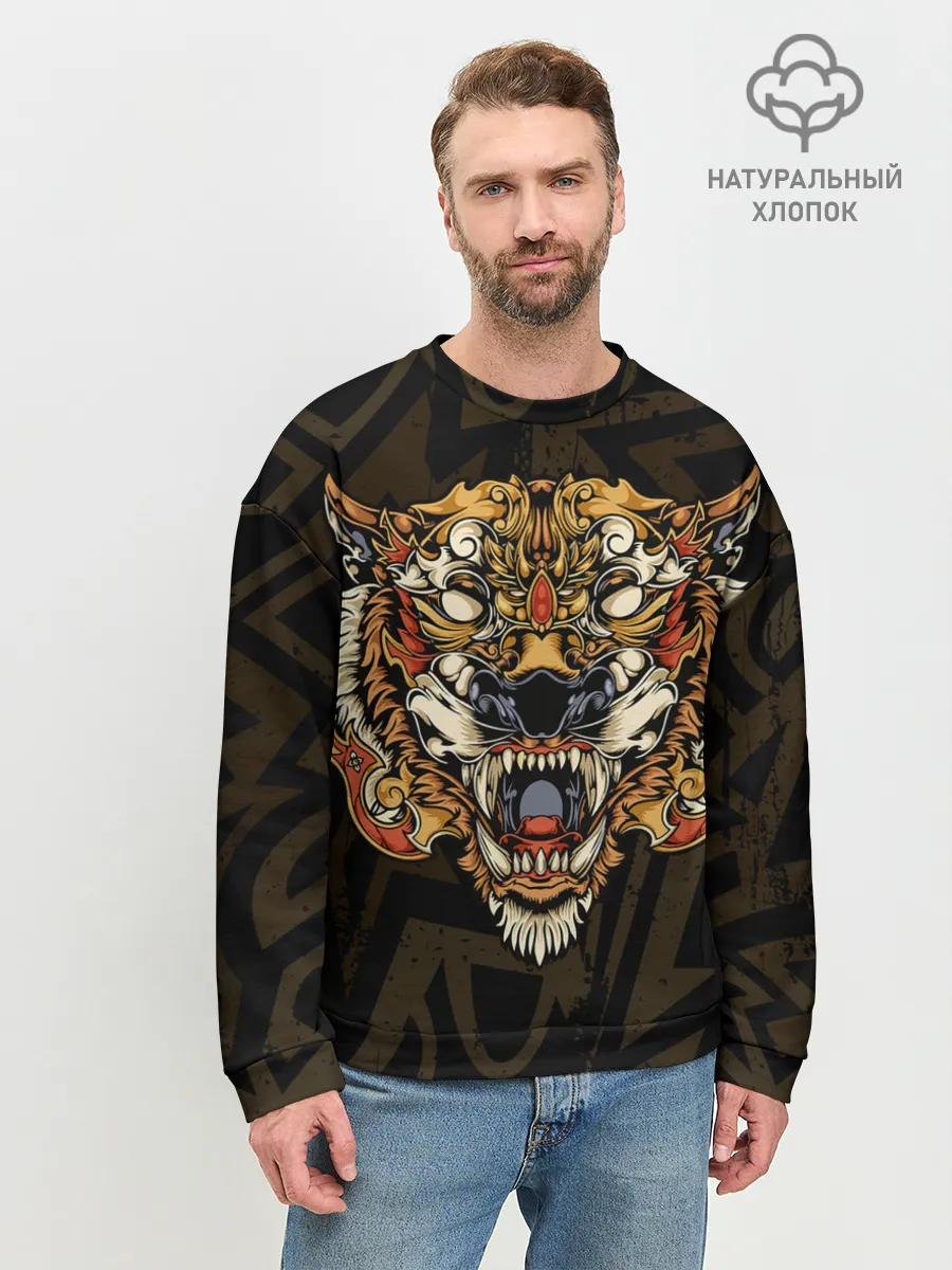 Мужской свитшот базовый / Тигровый стимпанк