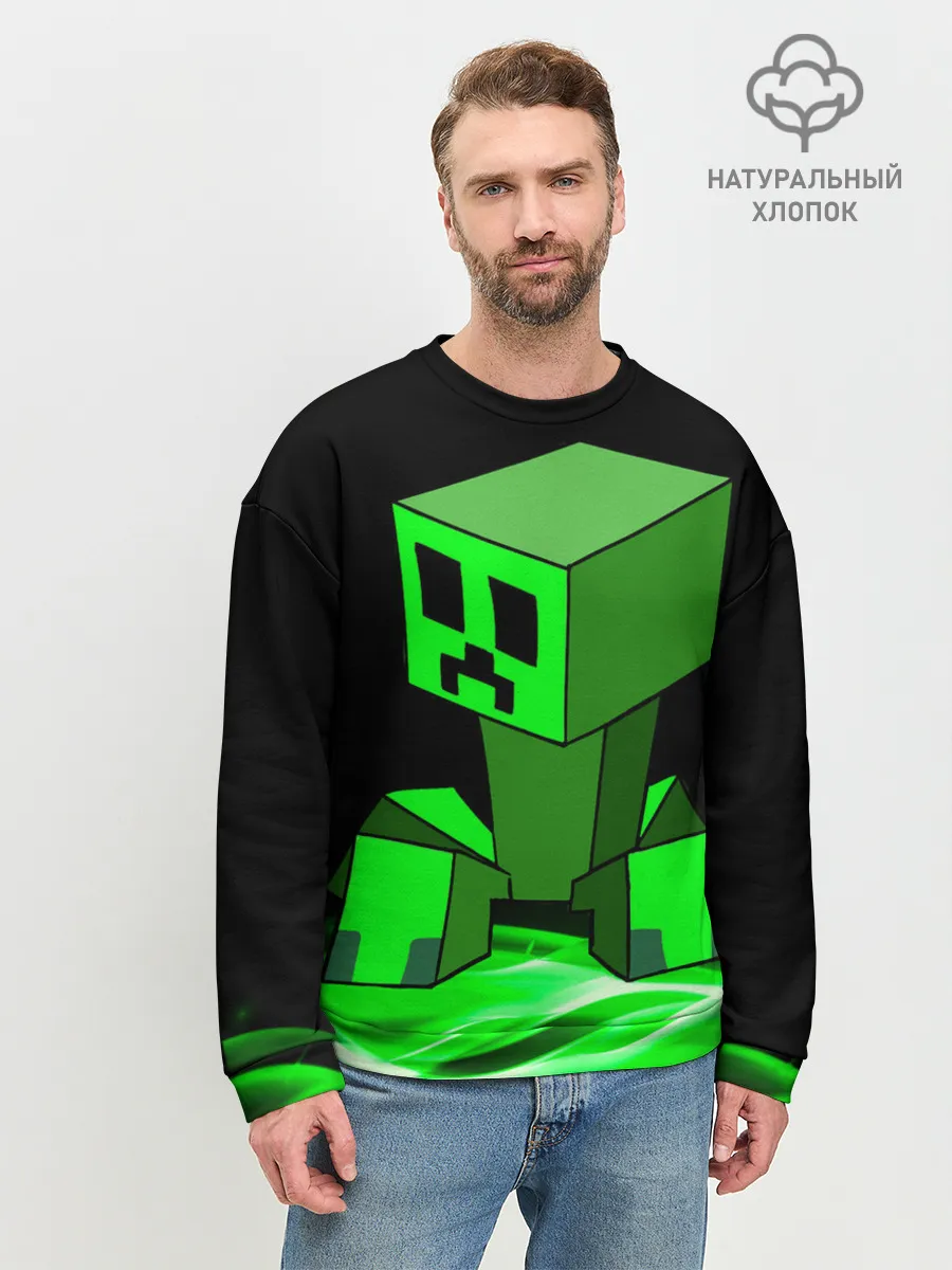 Мужской свитшот базовый / Майнкрафт Крипер